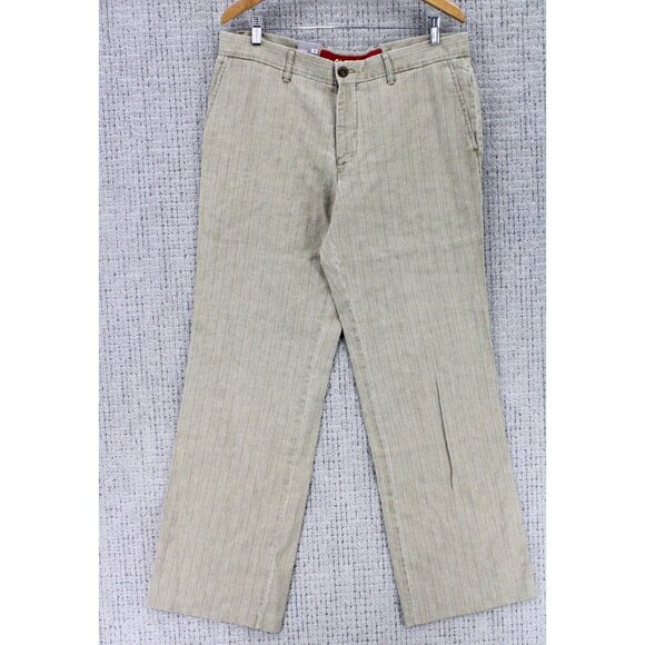 Alberto Pants Mens Size 34x34 Brown Striped Stretch Comfortable Flat Front NWT - Picture 1 of 12